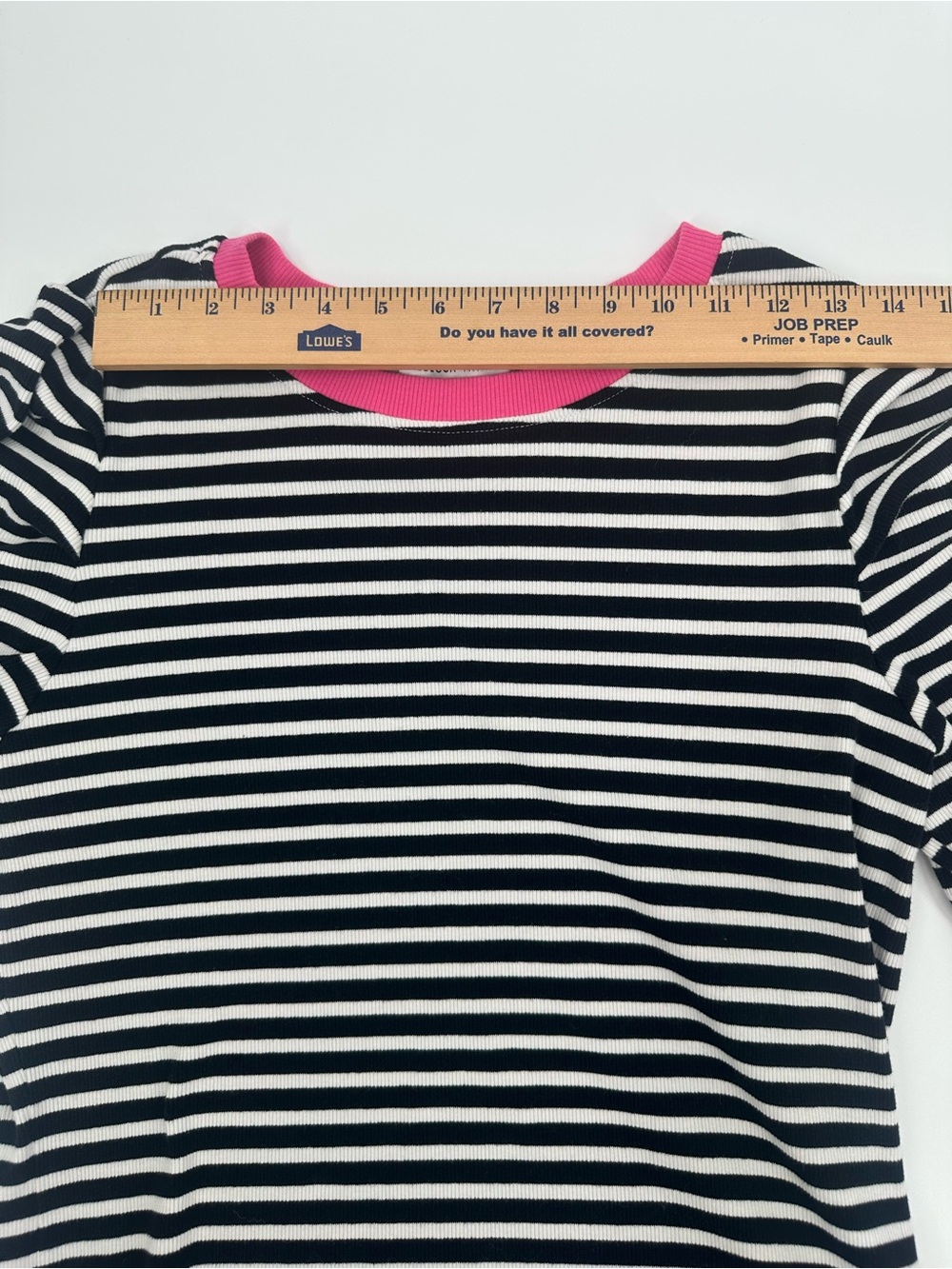 Rebecca Minkoff Ribbed Striped Puff Sleeve Top Large Black White Pink Cotton Str - Picture 7 of 9